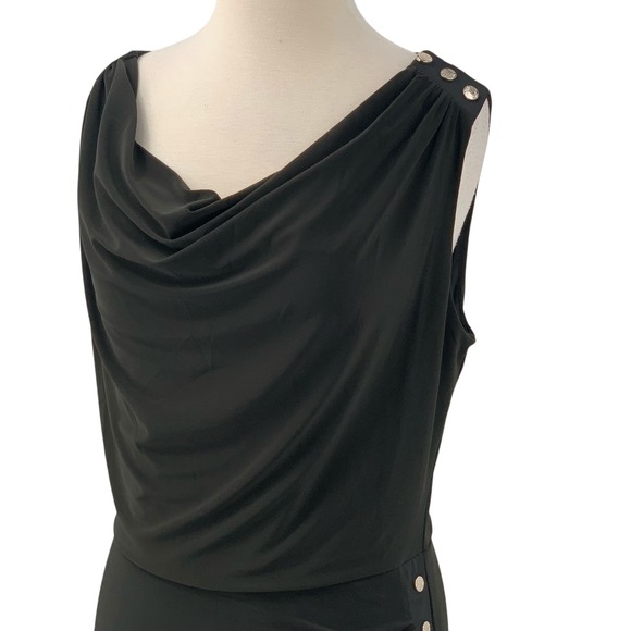 White House Black Market Black Mini Asymmetrical Ruched Sheath Dress Size‎ 8 - Picture 6 of 10